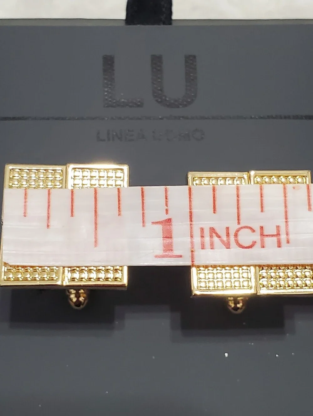 Linea Uomo Gold Textured Grid Cufflinks NIB